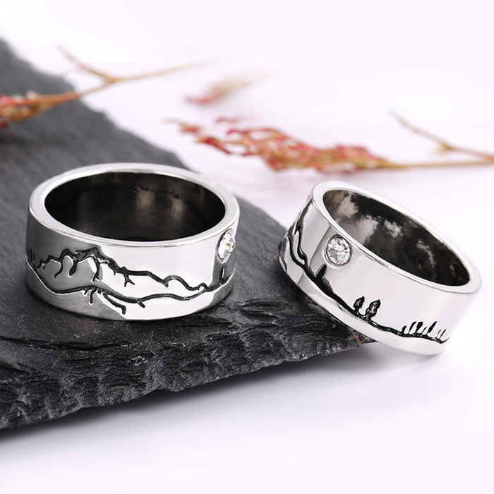 Minimalist Hill Sunrise Ring Unisex