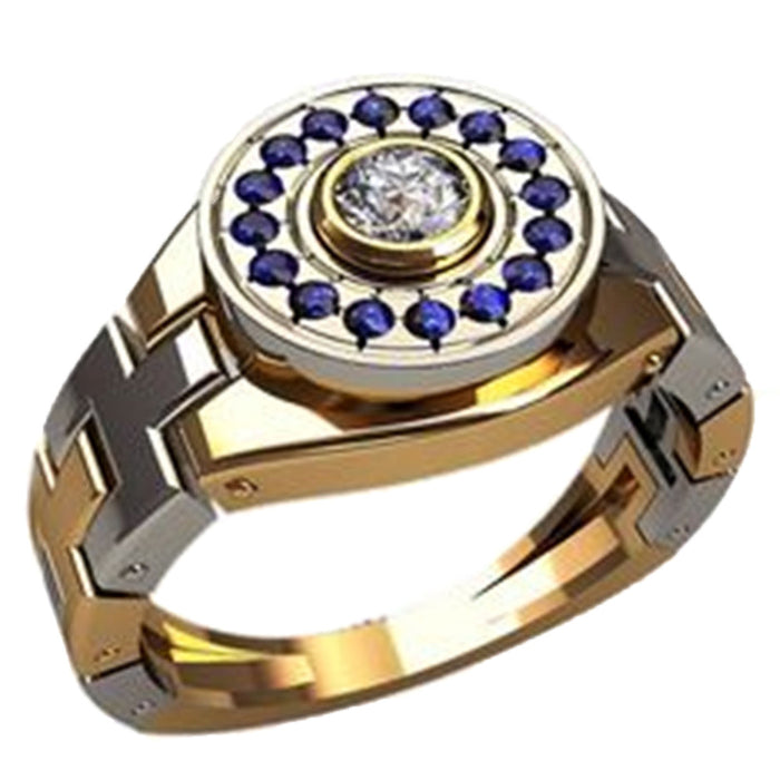 Anillo de hombre con correa de diamantes de circonita estilo hip-hop