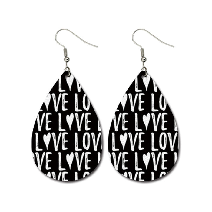 Valentine's Day Heart Love Leather Earrings - Waterdrop Design Jewelry