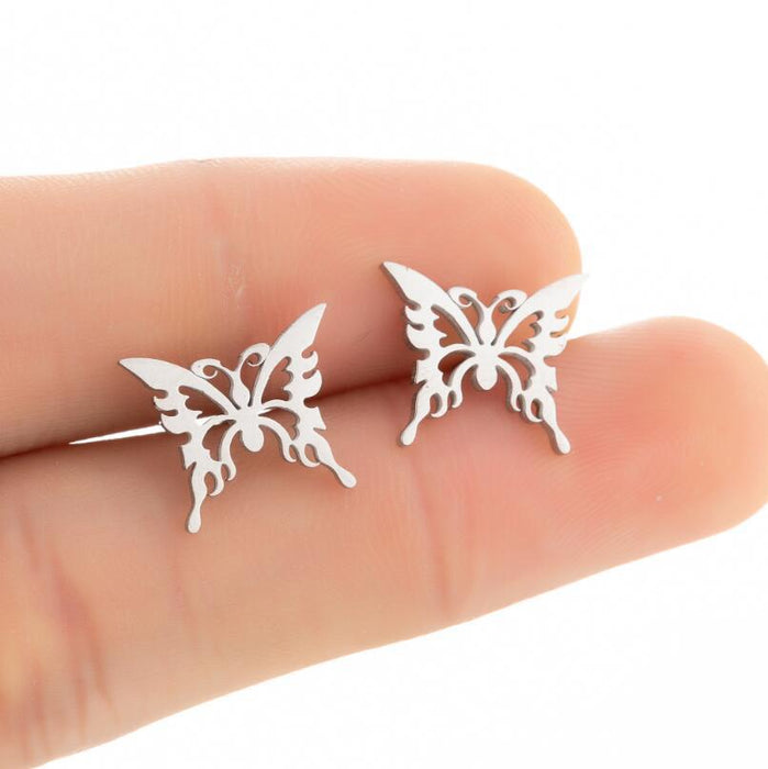 Butterfly Hollow Stainless Steel Stud Earrings - Delicate and Elegant Jewelry for Any Occasion