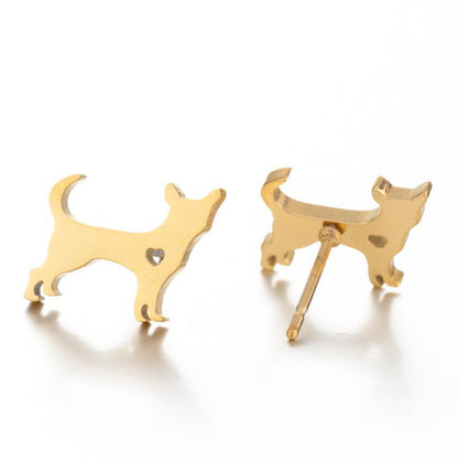 Pet Animal Stainless Steel Stud Earrings - Cute and Playful Jewelry for Animal Lovers