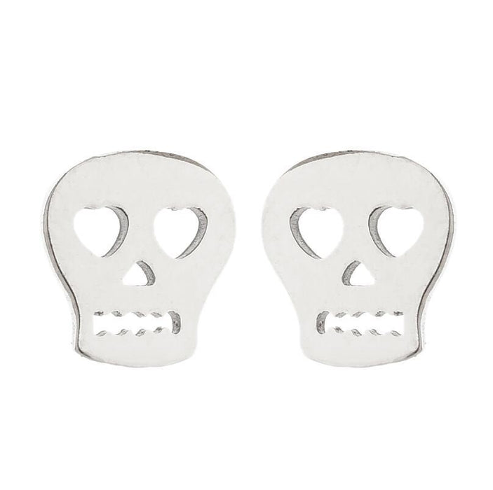 Skull Head Stainless Steel Stud Earrings - Bold and Edgy Gothic Jewelry