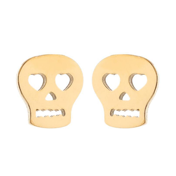 Skull Head Stainless Steel Stud Earrings - Bold and Edgy Gothic Jewelry