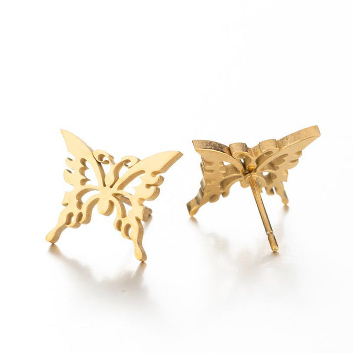 Butterfly Hollow Stainless Steel Stud Earrings - Delicate and Elegant Jewelry for Any Occasion