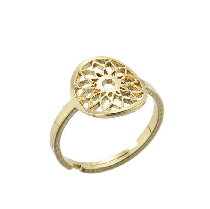 Anillo de mandala retro de acero inoxidable, joyería geométrica abierta de estilo europeo y americano al por mayor