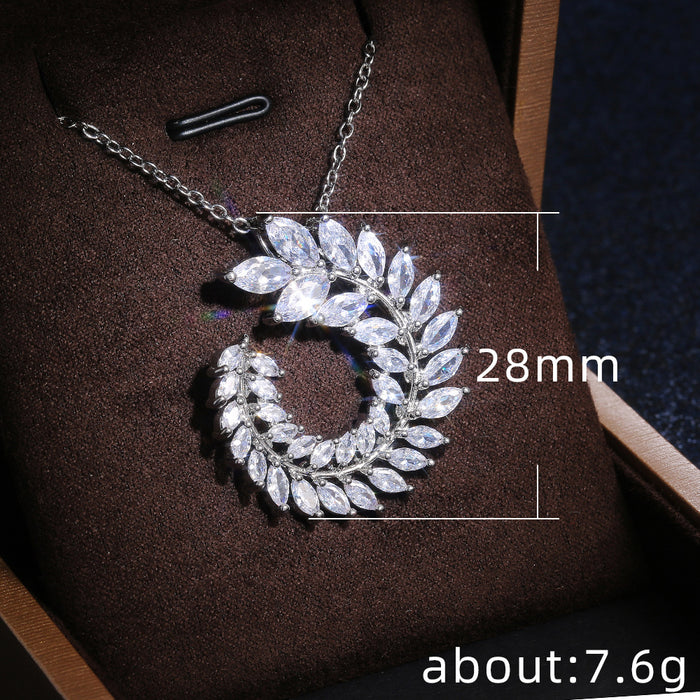 Leaf-shaped zircon necklace clavicle chain versatile jewelry