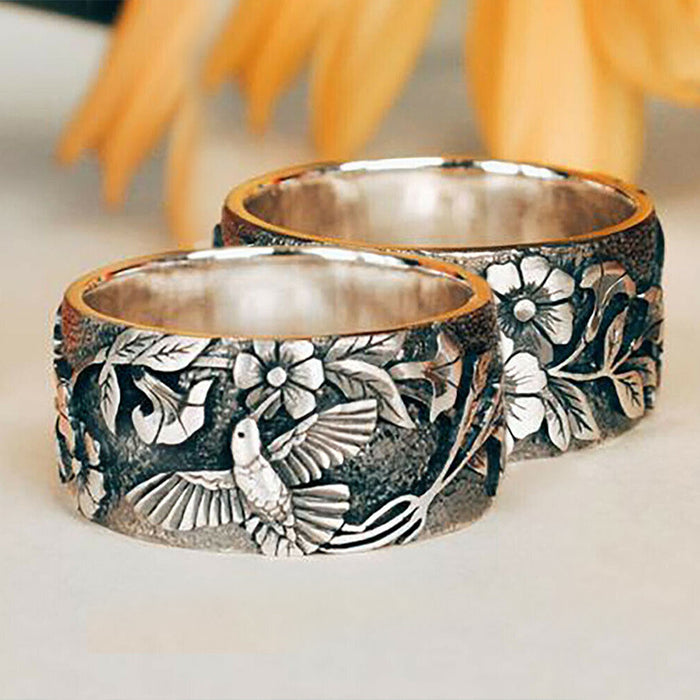 Flower vine pastoral scenery ring natural style accessories