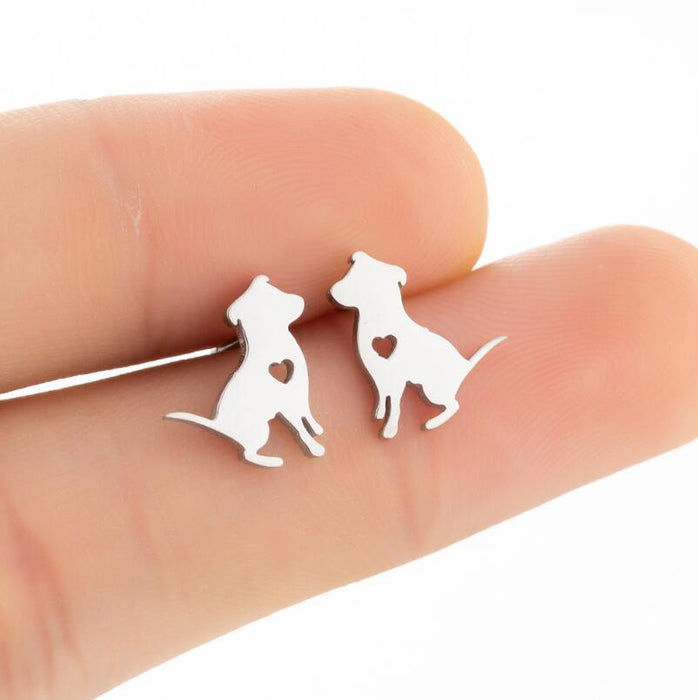 Pendientes de acero inoxidable con forma de animal de compañía: joyas divertidas y adorables para amantes de los animales