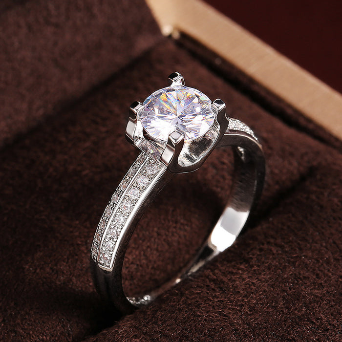 Luxury round zircon ring silver plated ring jewelry