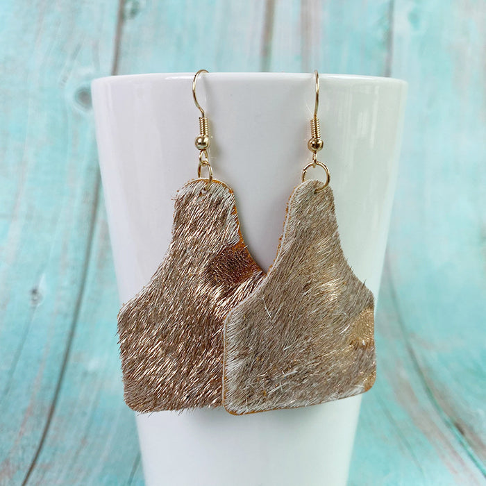 Western Leopard Print Leather Earrings - Cow Fur Design