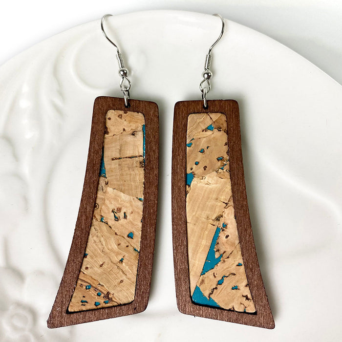 Bark Pattern Leather Earrings - Round Geometric Wood Jewelry