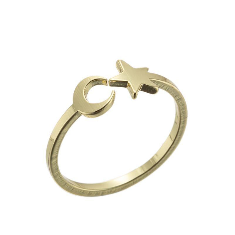 Japanese and Korean sweet star and moon ring, simple and fresh hand jewelry wholesale