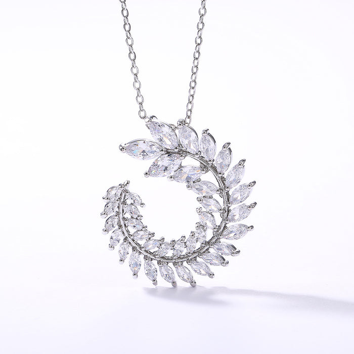 Leaf-shaped zircon necklace clavicle chain versatile jewelry