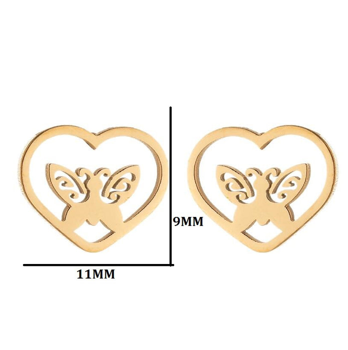 Butterfly and Heart Stainless Steel Ear Cuffs - Cute and Playful Animal Jewelry