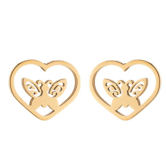 Butterfly and Heart Stainless Steel Ear Cuffs - Cute and Playful Animal Jewelry