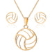 Stainless Steel Volleyball Necklace Earrings Set - wallojewerly 