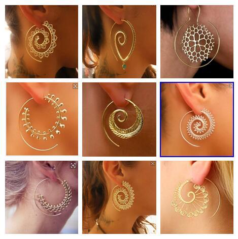 Pendientes geométricos en espiral con forma de lágrima y diamantes, pendientes creativos y exagerados