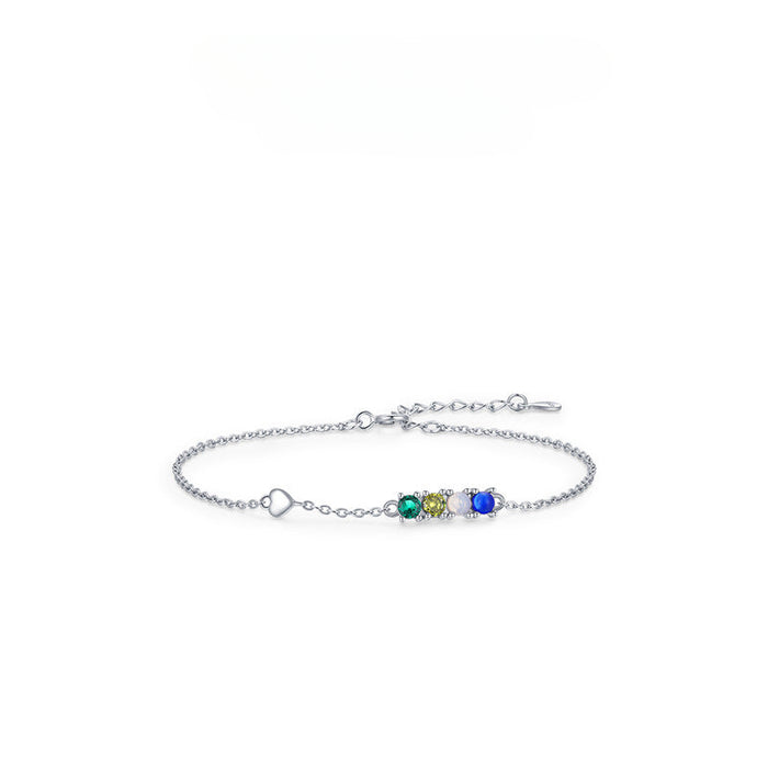 S925 Silver Heart Crystal Bracelet - wallojewerly 