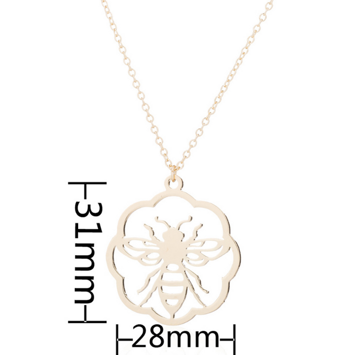 Stainless steel chain Small animal bee stainless steel necklace - wallojewerly 