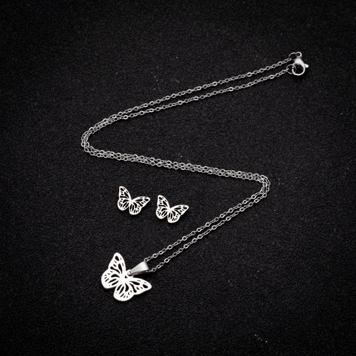 Stainless steel chain Butterfly design stainless steel set necklace