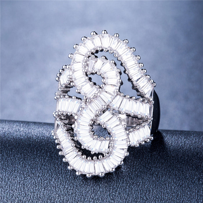 Full zircon wrapped women's ring ultra-luxurious banquet evening jewelry