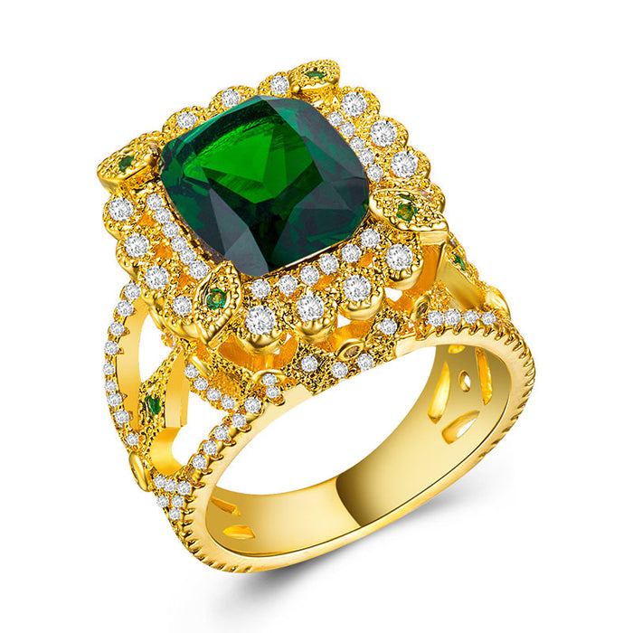 18K Gold Plated Zircon Women's Gemstone Ring Jewelry Wholesale