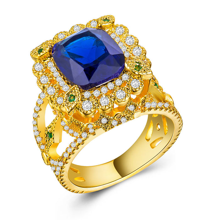 18K Gold Plated Zircon Women's Gemstone Ring Jewelry Wholesale