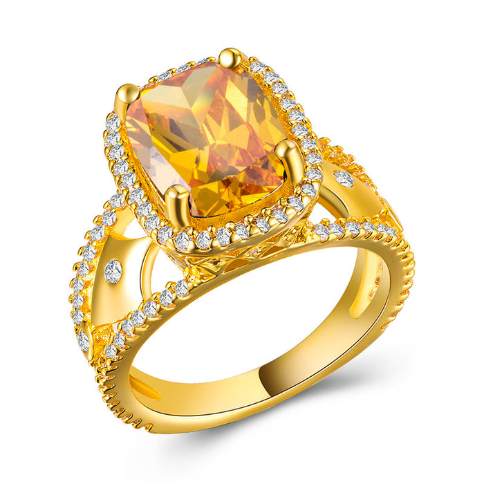 18K Gold Plated Zircon Ring Women's Gift Wholesale