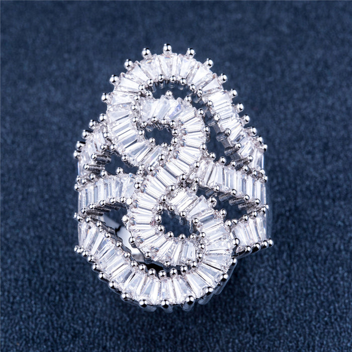 Full zircon wrapped women's ring ultra-luxurious banquet evening jewelry