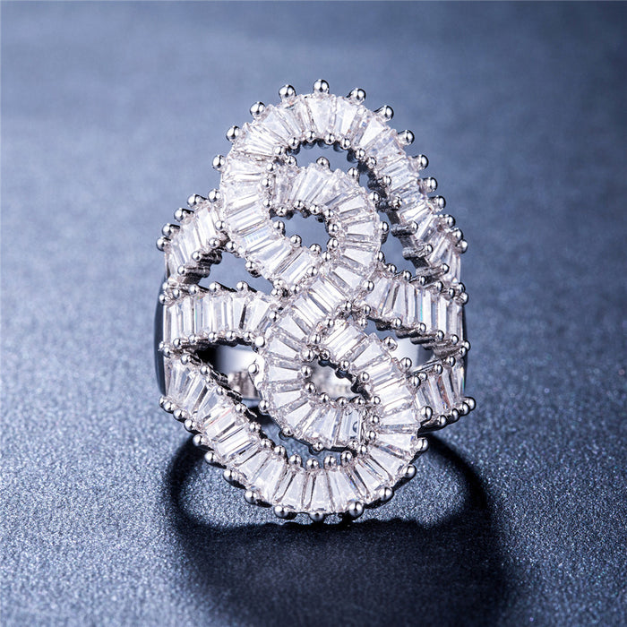 Full zircon wrapped women's ring ultra-luxurious banquet evening jewelry