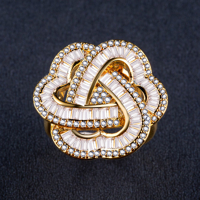 Luxury heart shaped zircon women's ring 18k gold plated jewelry wholesale