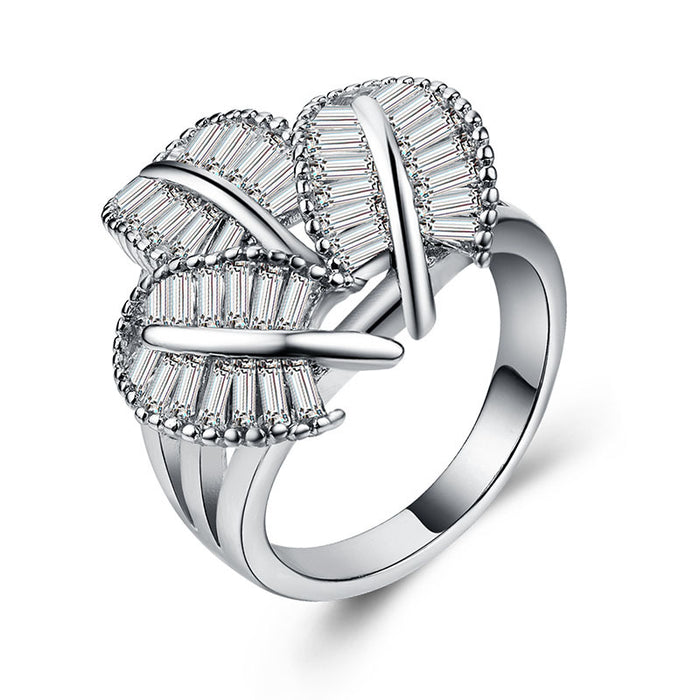 Creative Wings Zircon Ring Silver Plated Women Jewelry Wholesale