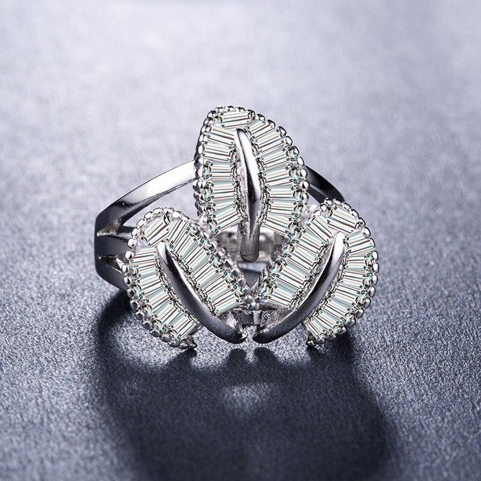 Creative Wings Zircon Ring Silver Plated Women Jewelry Wholesale