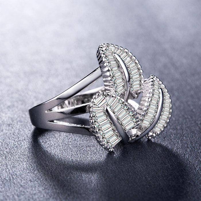 Creative Wings Zircon Ring Silver Plated Women Jewelry Wholesale