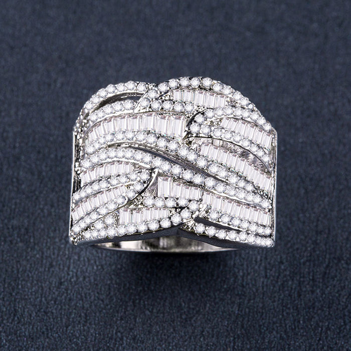 European and American women's zircon ring silver plated ring factory wholesale