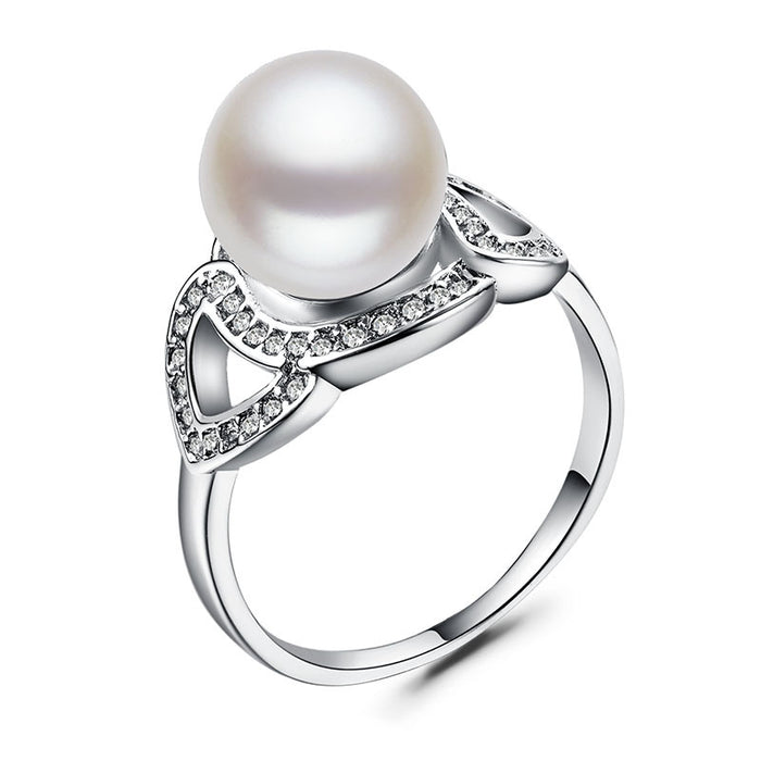 pearl ring silver plated ladies gemstone ring wholesale