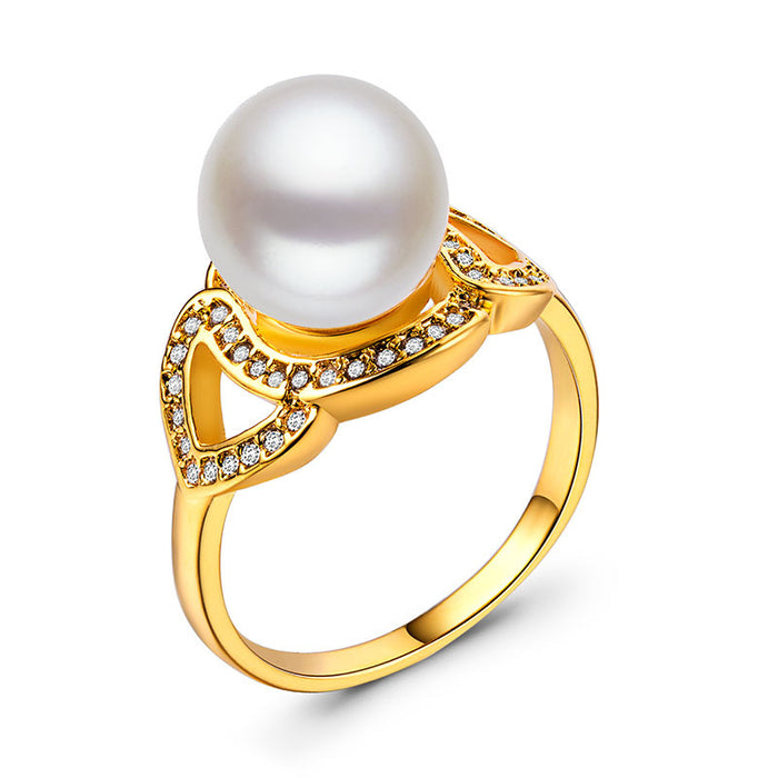 pearl ring silver plated ladies gemstone ring wholesale