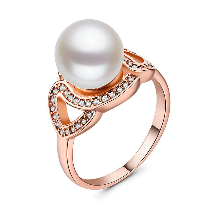 pearl ring silver plated ladies gemstone ring wholesale