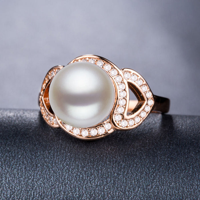 pearl ring silver plated ladies gemstone ring wholesale