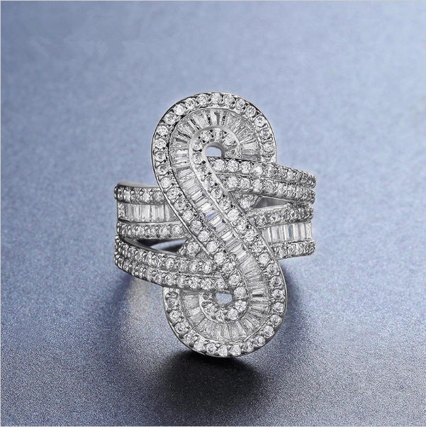 Vintage zircon ring silver plated ring e-commerce wholesale