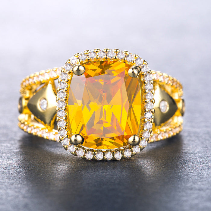 18K Gold Plated Zircon Ring Women's Gift Wholesale