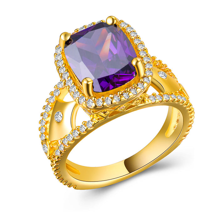 18K Gold Plated Zircon Ring Women's Gift Wholesale