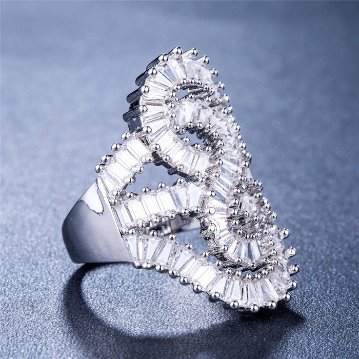 Full zircon wrapped women's ring ultra-luxurious banquet evening jewelry