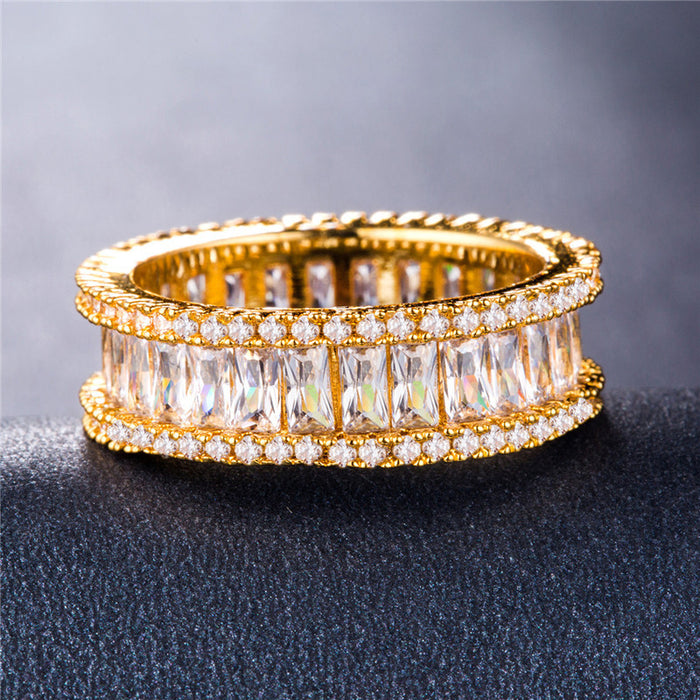 Luxury vintage full diamond ladies zircon ring silver plated wholesale