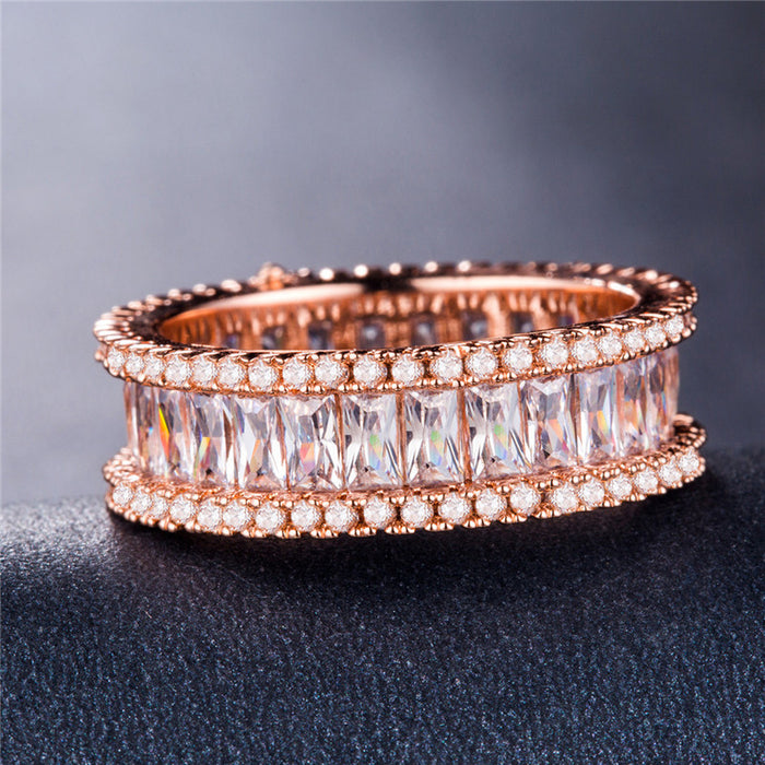 Luxury vintage full diamond ladies zircon ring silver plated wholesale