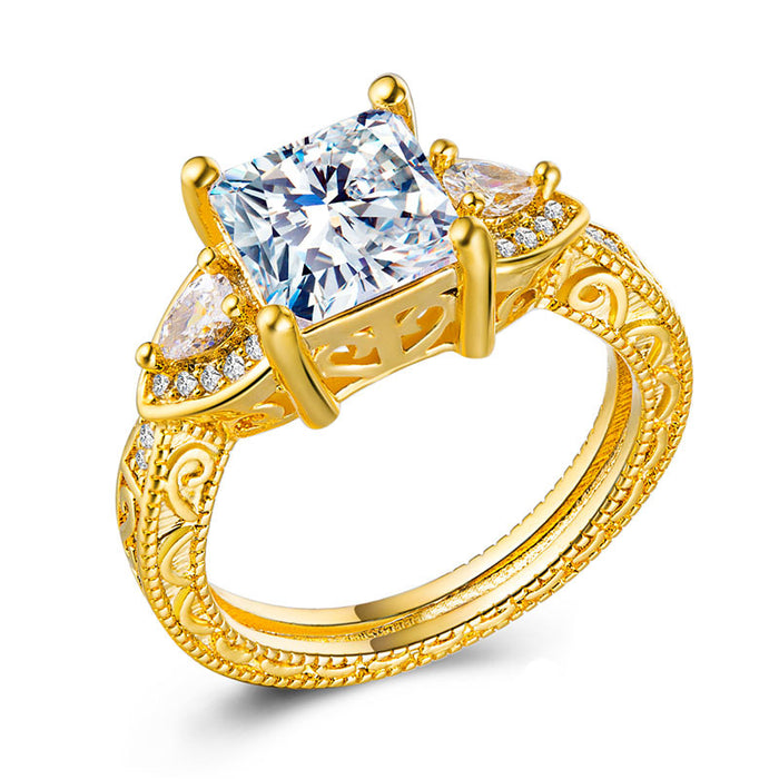 18k gold plated silver zircon wedding ring