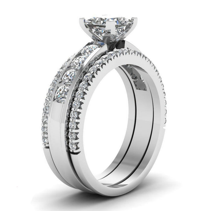 Creative Flower Zircon Ring Silver Plated Women Jewelry Wholesale