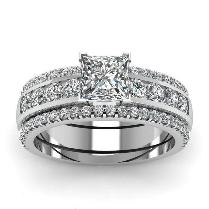 Creative Flower Zircon Ring Silver Plated Women Jewelry Wholesale