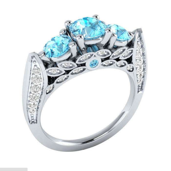 Colored Zircon Women Ring Silver Plated Fashion Jewelry Wholesale