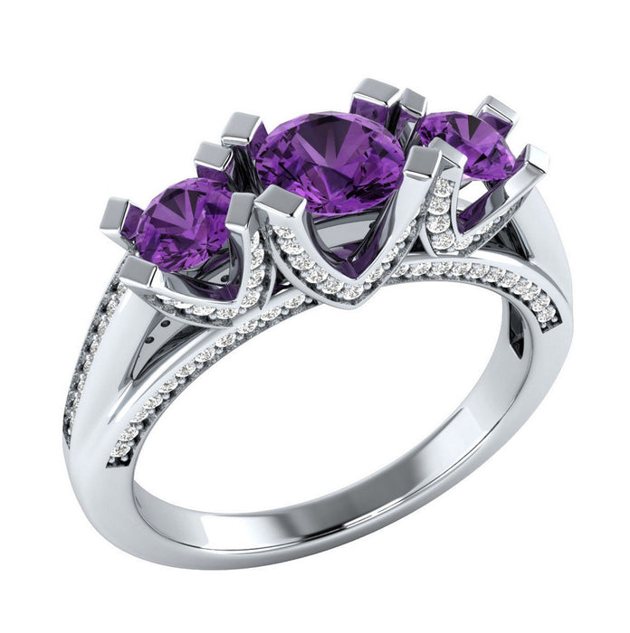 Elegant zircon ring silver plated luxury vintage wholesale - wallojewerly 